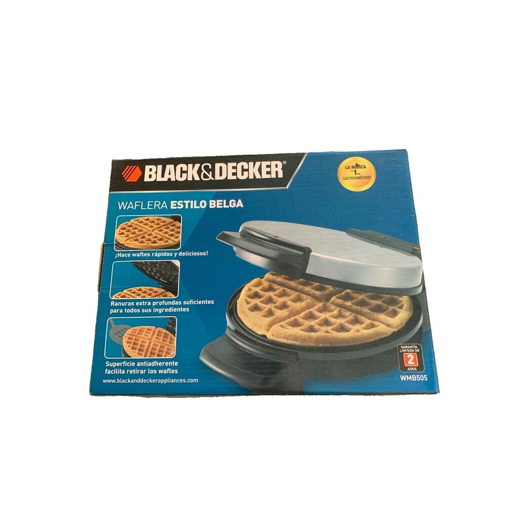 Black &Decker Belgian Waffle Maker Stainless Steel Nonstick Extra Deep Grids